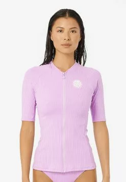 Rip Curl Premium Surf Zip Through Short Sleeve Rash Vest